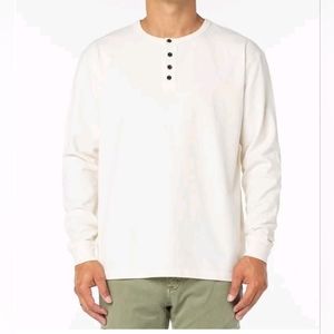 SANCTUARY OFF WHITE IVORY CREAM HENLEY SWEATER MENS